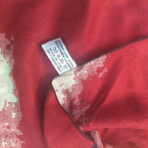 Vintage Chanel Burgundy Red Cream Tie Dye Print Blanket Scarf Scarves Wrap - Picture 11 of 11